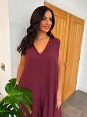 Wine Wide Leg Jumpsuit Kaylee