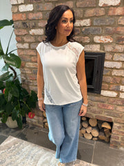 White Lace Detail Top Amanda