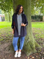 Navy Tie Waist Jacket Charlotte