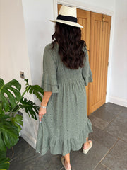 Khaki Luxury Elegant Lace Dress Athena