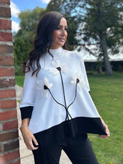 Winter White Applique Floral Knit Tanya