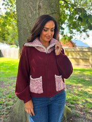 Wine Zip Collar Knit Eliza