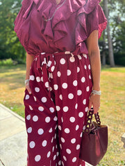 Wine Polka Dot Trousers Reagan