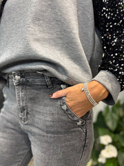 Grey Wide Leg Diamante Heart Jeans