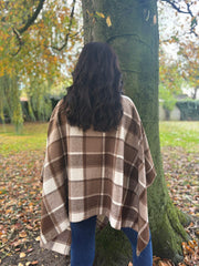 Chocolate Check Tie Shawl Roxie