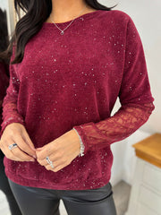 Wine Chenille Shimmer Sweatshirt Hailey