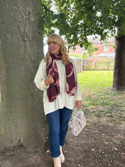 Antique Cream Fringed Neck Top Donna