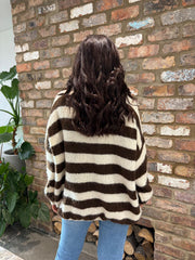 Chocolate Striped Bow Knit Riley