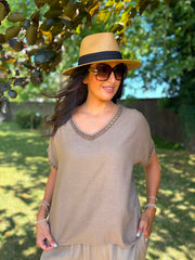Mocha Lattice Trim Top Riley