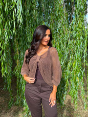 Chocolate Gathered Loose Knit Paige