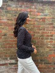 Black Polka Dot Super Soft Round Neck
