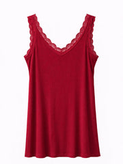 Wine Lace Ribbed Vest Libby