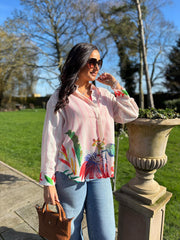Cream Stripe Safari Print Shirt Andie