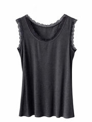 Charcoal Ribbed Lace Vest Trina