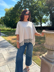 Stone Lace Hem Tee Beryl