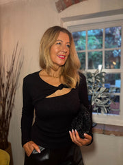 Black Twist Front Ribbed Top Emma