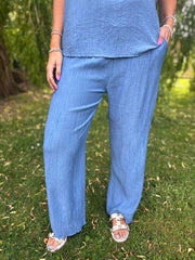 Denim Textured Lightweight Trousers Kaylee