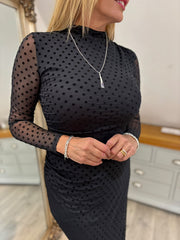 Black Polka Dot Mesh Dress Joanna