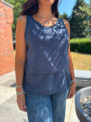 Navy Layered Sleeveless Top Kaitlyn