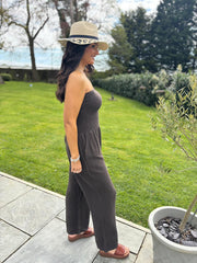Chocolate Bubble Cotton Bandeau Jumpsuit