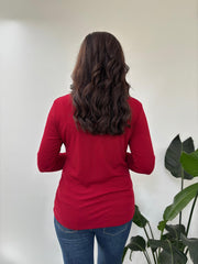Wine Ribbed Long Sleeve Top Emma