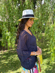 Navy Diamond Knit Matilda