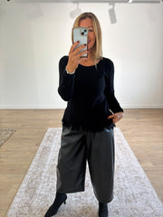 Black Long Sleeve Fringed Knit Amara