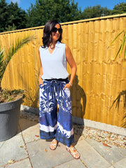 Navy Coastal Palm Trousers Naomi