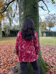 Wine Swirl Collared Knit Daphne