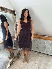 Chocolate Half Mesh Slip Olivia