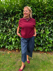Wine Ribbed Detail Knit Petra