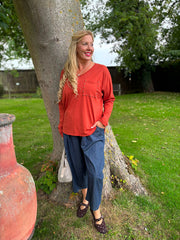 Rust Stud Pocket Top Serena