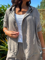 Mocha Hooded Zip Jacket Set Willa