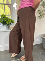 Chocolate Tie Detail Wrap Trousers