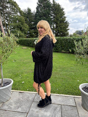 Black Distressed Hooded Sweatshirt Maya