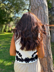 White Contrast Trim Waistcoat Jan