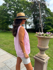 Pink Embroidered Daisy Pattern Vest Stella