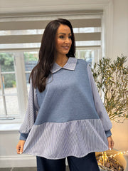 Denim Mock Shirt Jumper Scarlett
