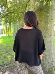 Black Cotton Reverse Seam Knit Jo