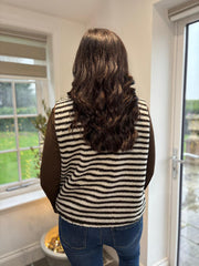 White & Chocolate Stripe Fleece Gilet