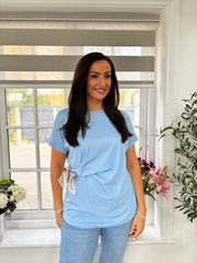 Light Blue Soft Drape Bow Top Joanie