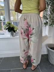 Stone Brushed Floral Trousers Alexis