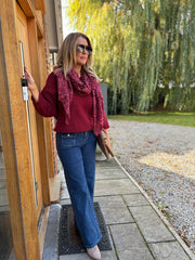 Wine Back Detail Knit Top Billie