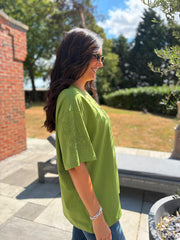Lime Beaded Floral Tee Faith