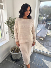 Stone Cable Detail Ribbed Two Piece