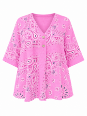Candy Pink Paisley Bubble Cotton Top Quinley