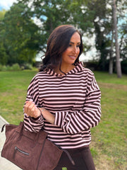 Chocolate & Rose Striped Hoodie Ella