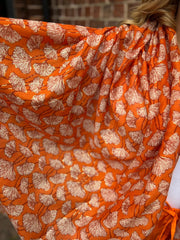 Orange Gold Detail Carnation Scarf