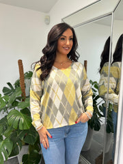 Lime Argyle Knit Top Georgia
