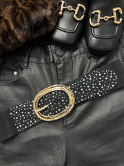 Black Oval Diamante Belt